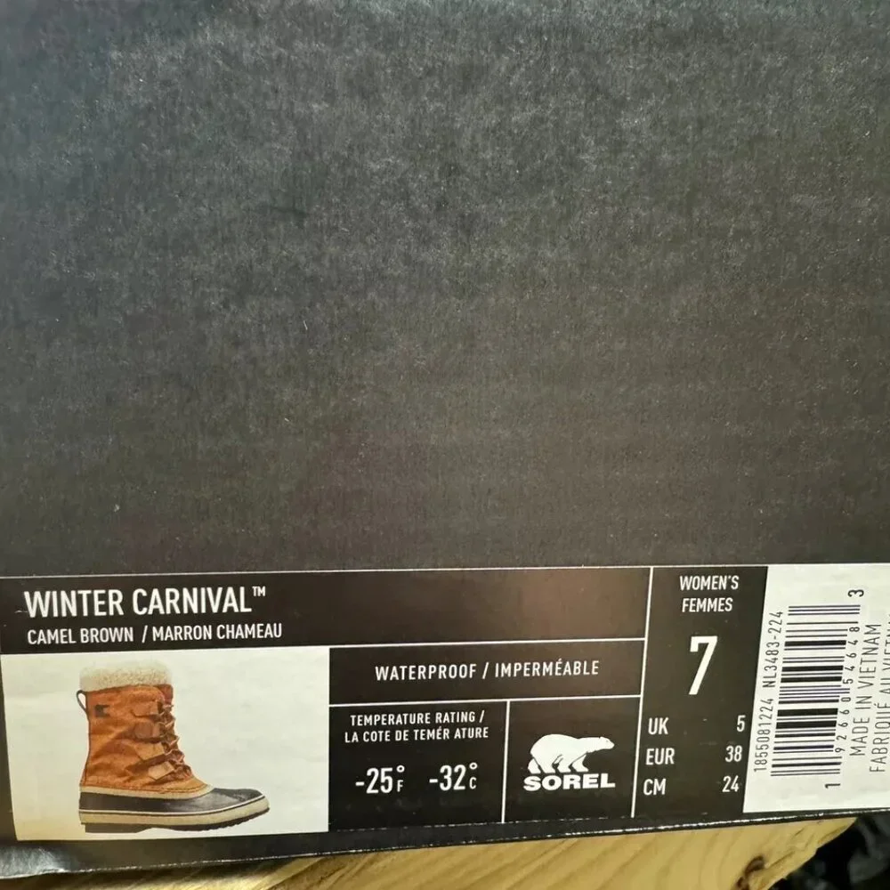 Sorel Womens Winter Carnival Waterproof Boot Brown Size 7 M